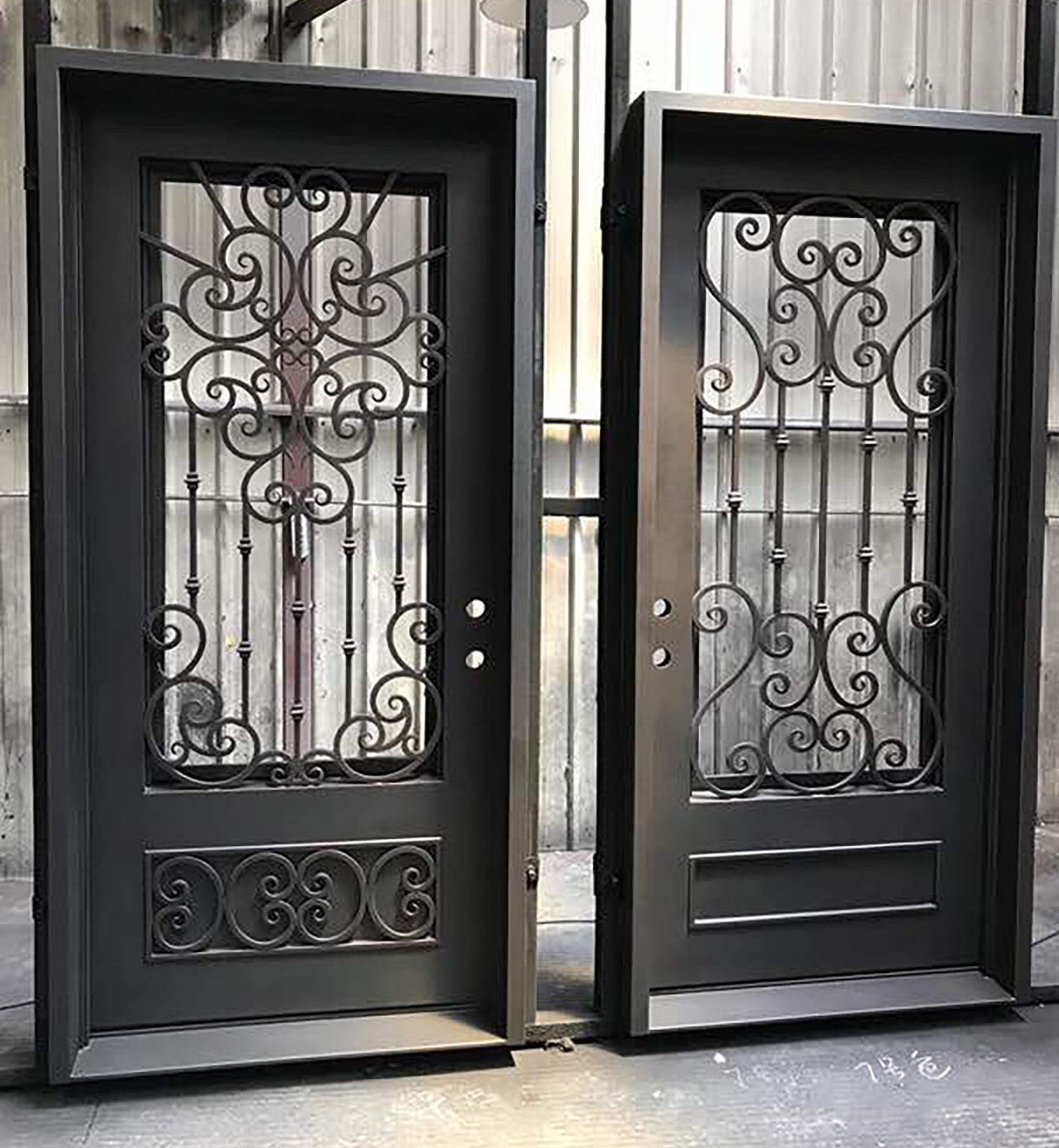 Double iron doors