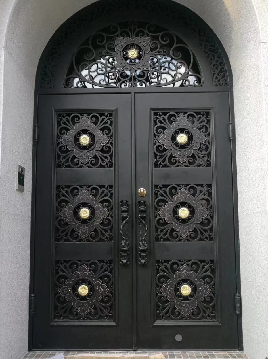 Black and gold iron door